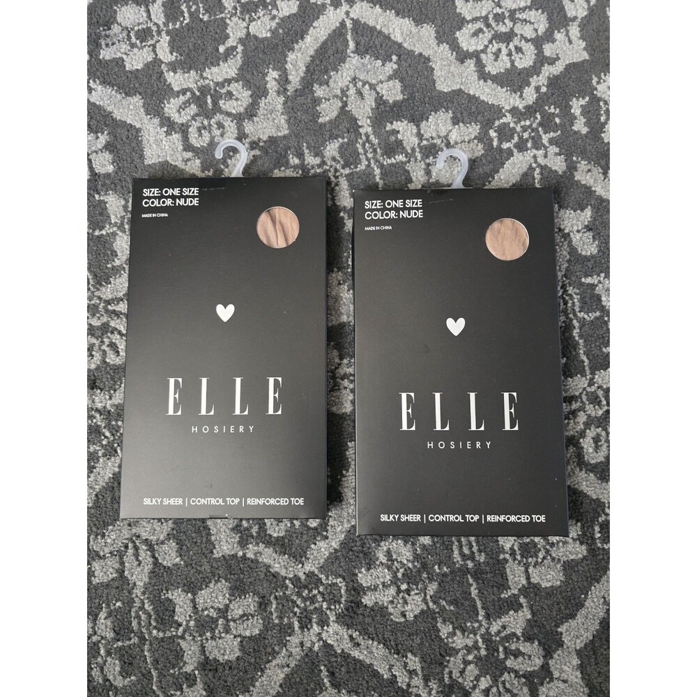 Elle Sheer Nude  Pantyhose Hosiery Women One Size Lot Of 2